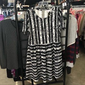 Lularoe Amelia Printed Black and White Dress